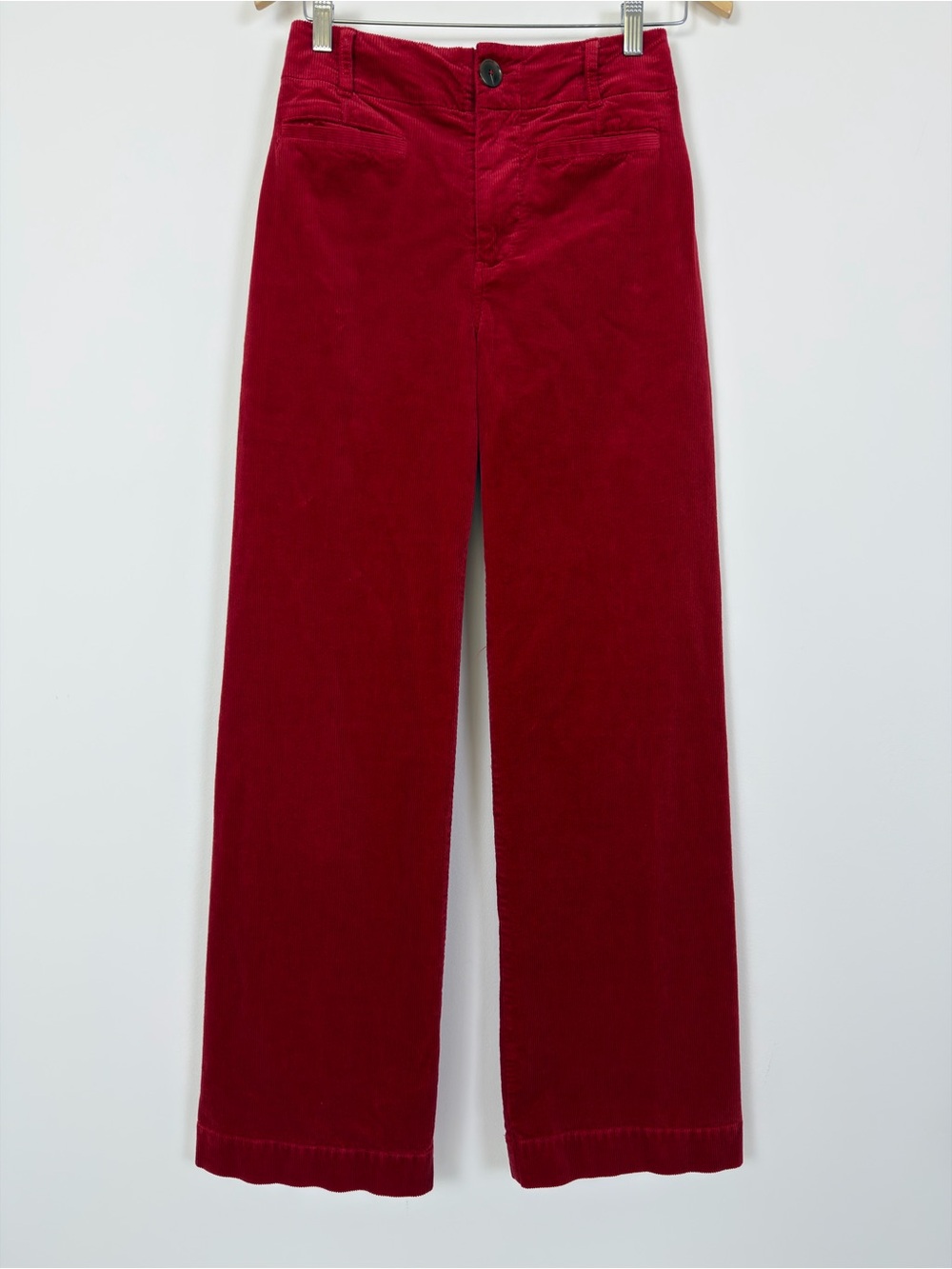 Maeve Anthropologie Red Corduroy Pants The Colette High Rise Wide Leg 26